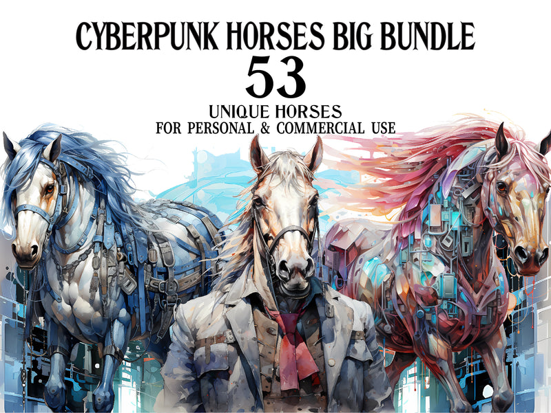 Cyberpunk Horses Clipart - CraftNest