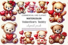 Valentine Teddy Bear Clipart Bundle - CraftNest - Digital Crafting and Art