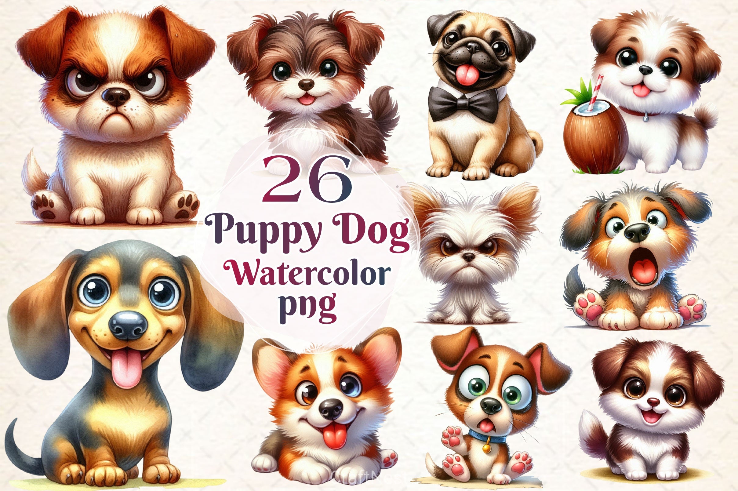 Funny Puppy Dog Clipart Bundle - CraftNest - Digital Crafting and Art