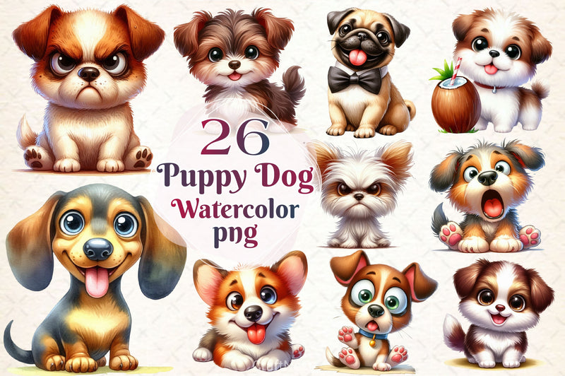 Funny Puppy Dog Clipart Bundle - CraftNest - Digital Crafting and Art