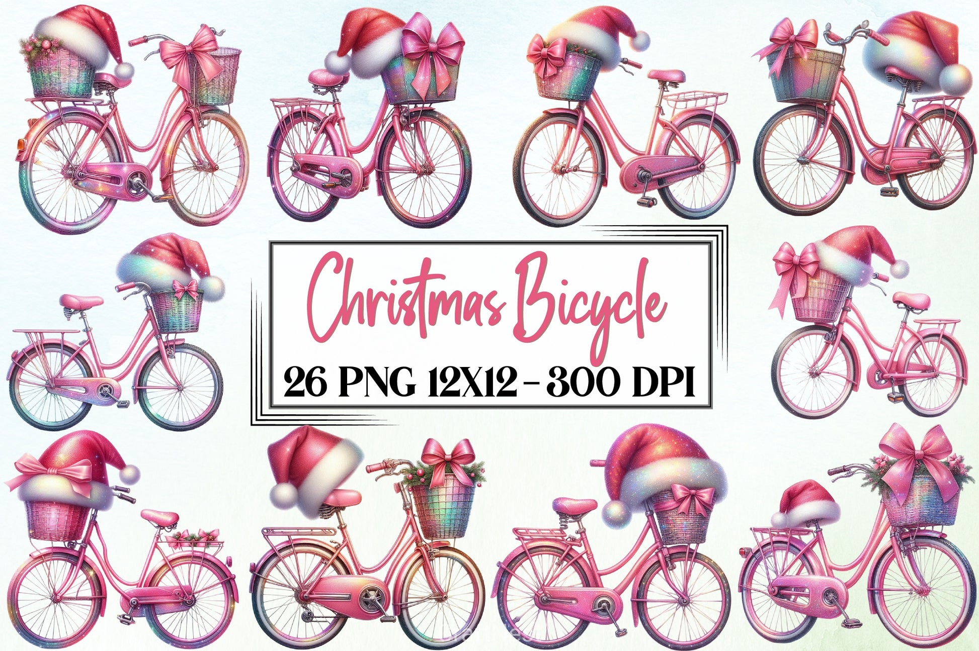 Christmas Bicycle Clipart Bundle - CraftNest - Digital Crafting and Art
