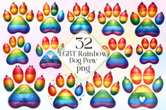 LGBT Rainbow Dog Paw Clipart Bundle 3 - CraftNest - Digital Crafting and Art