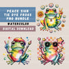 Peace Sign Frogs 18 Clipart Bundle