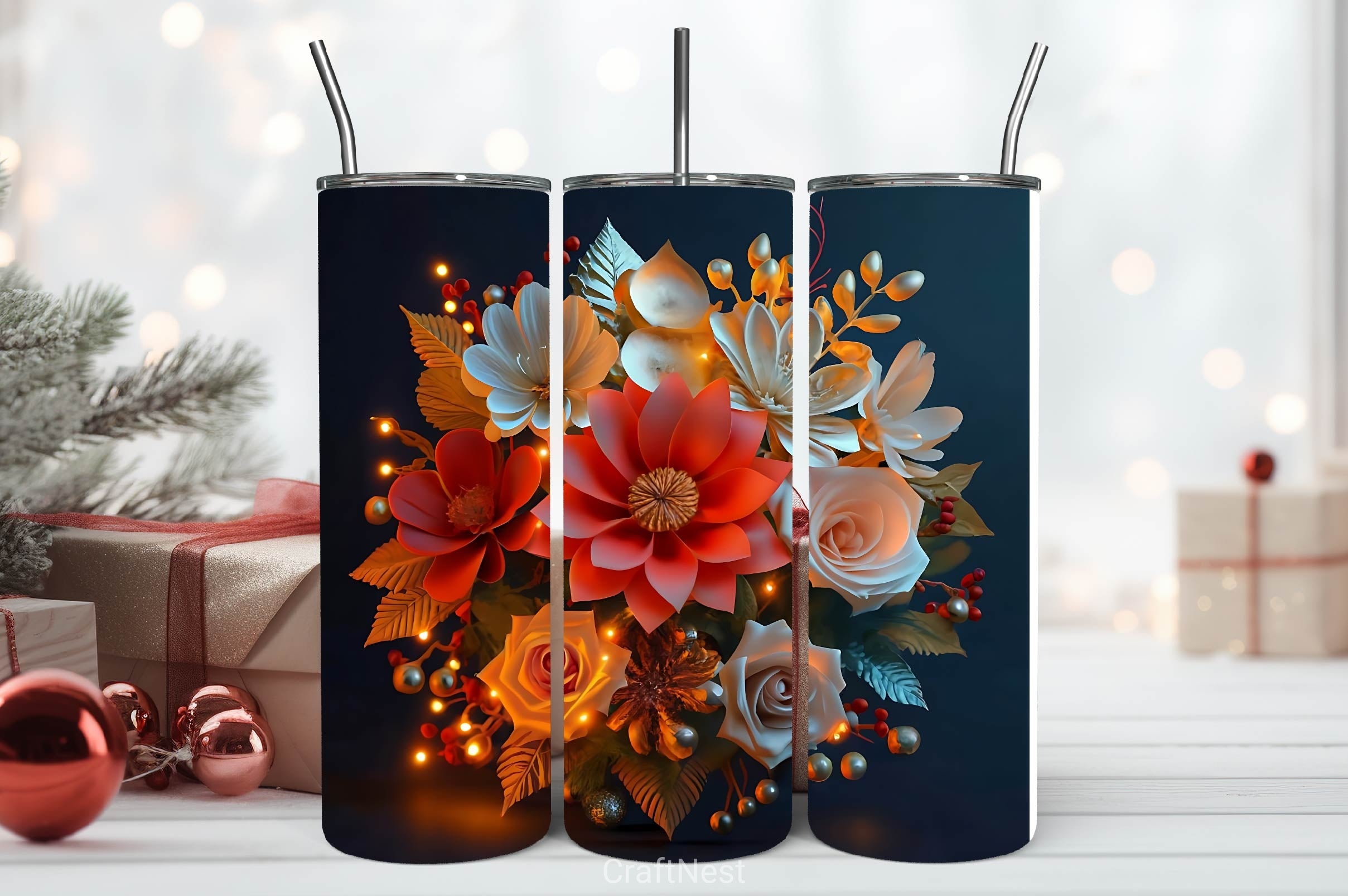 Flower Tumbler Wrap Bundle 18 - CraftNest - Digital Crafting and Art