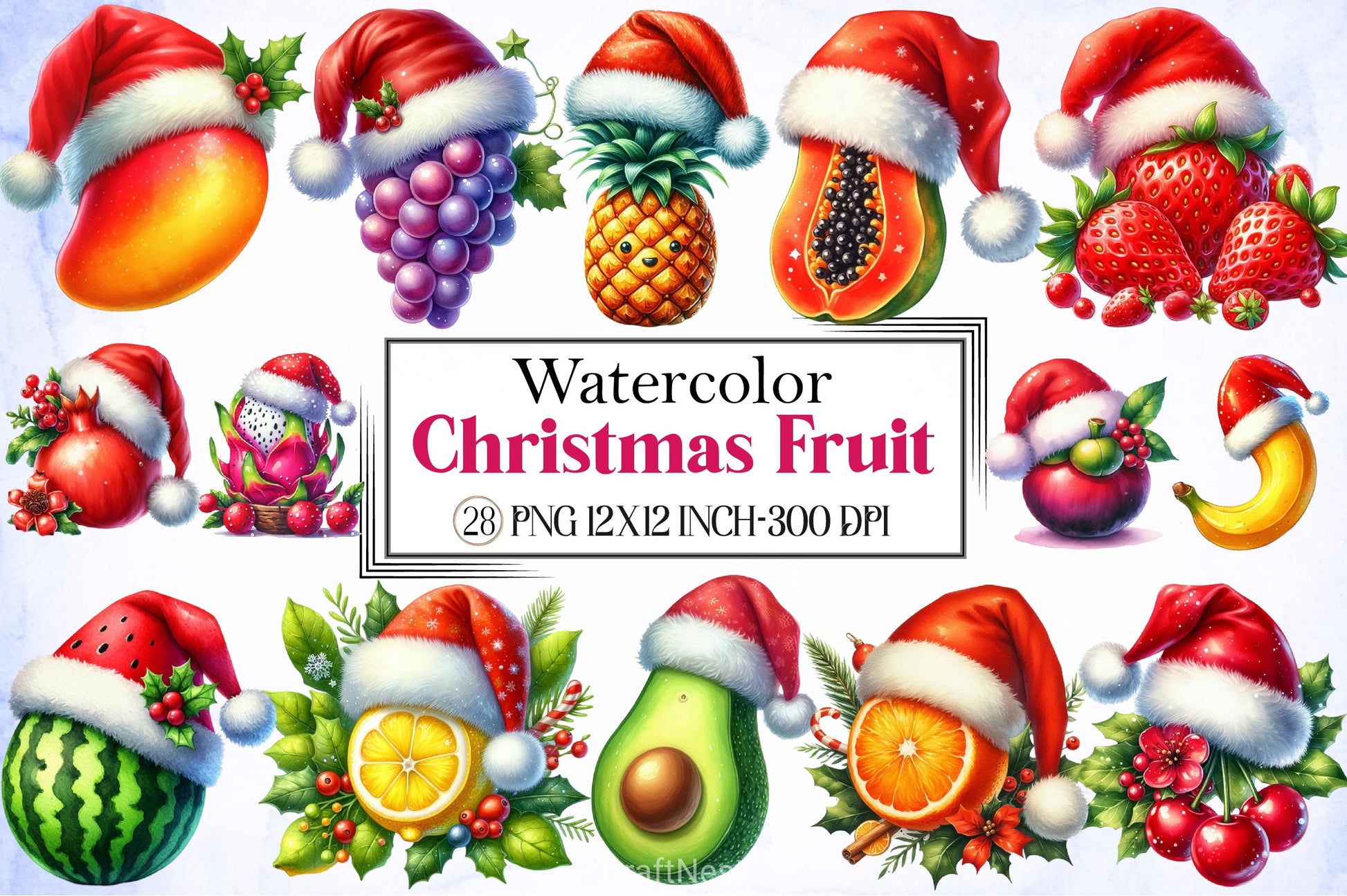 Christmas Fruit Clipart Bundle - CraftNest - Digital Crafting and Art