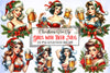 Christmas Pin Up Girls Beer Mug Clipart Bundle