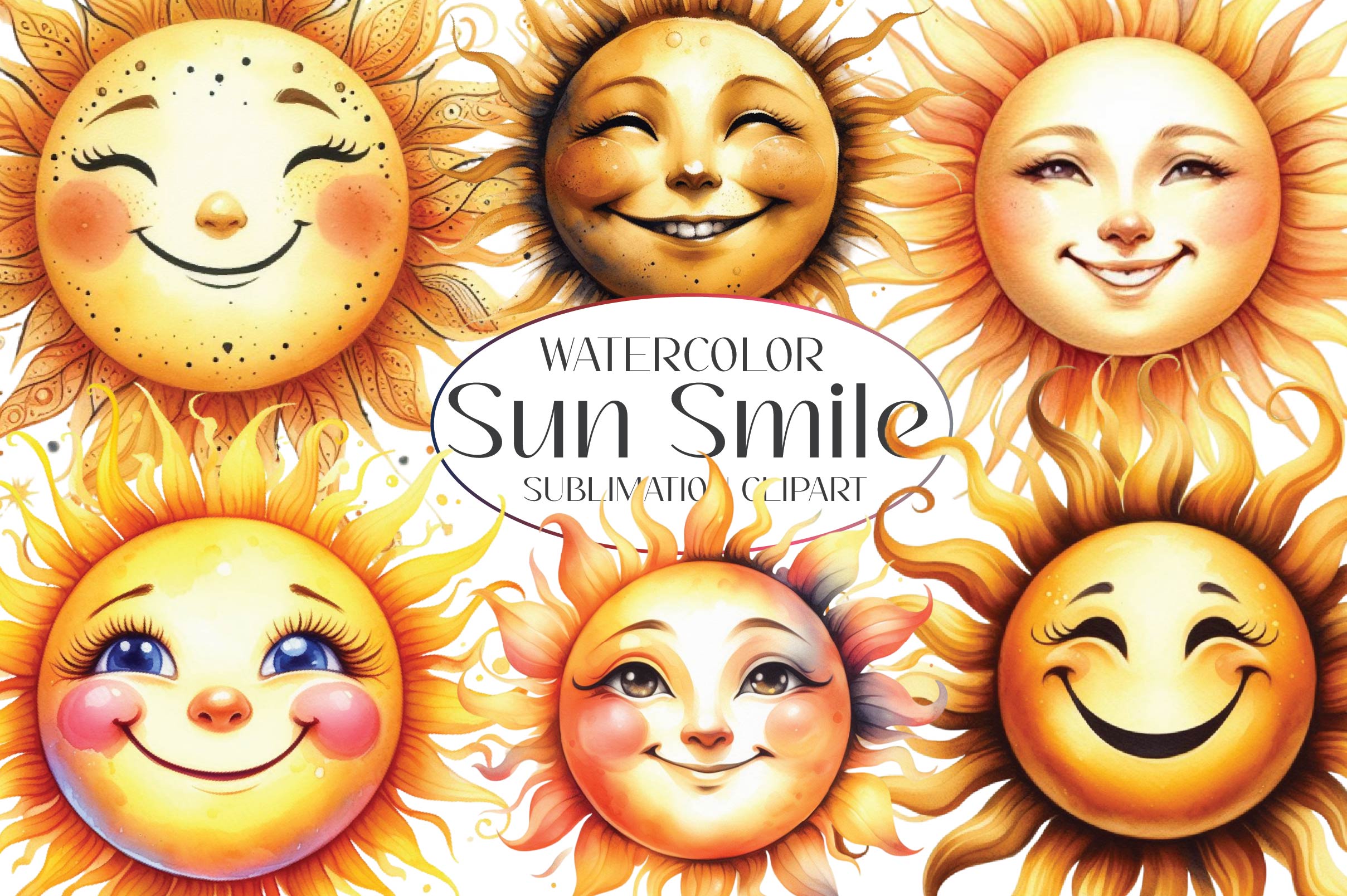 Sun Smile Clipart Bundle - CraftNest - Digital Crafting and Art