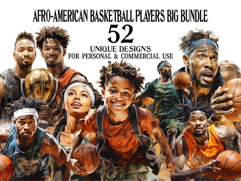 Afro-American Basketball Players Clipart - CraftNest