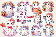Halloween Floral Ghost Clipart Bundle 2 - CraftNest - Digital Crafting and Art