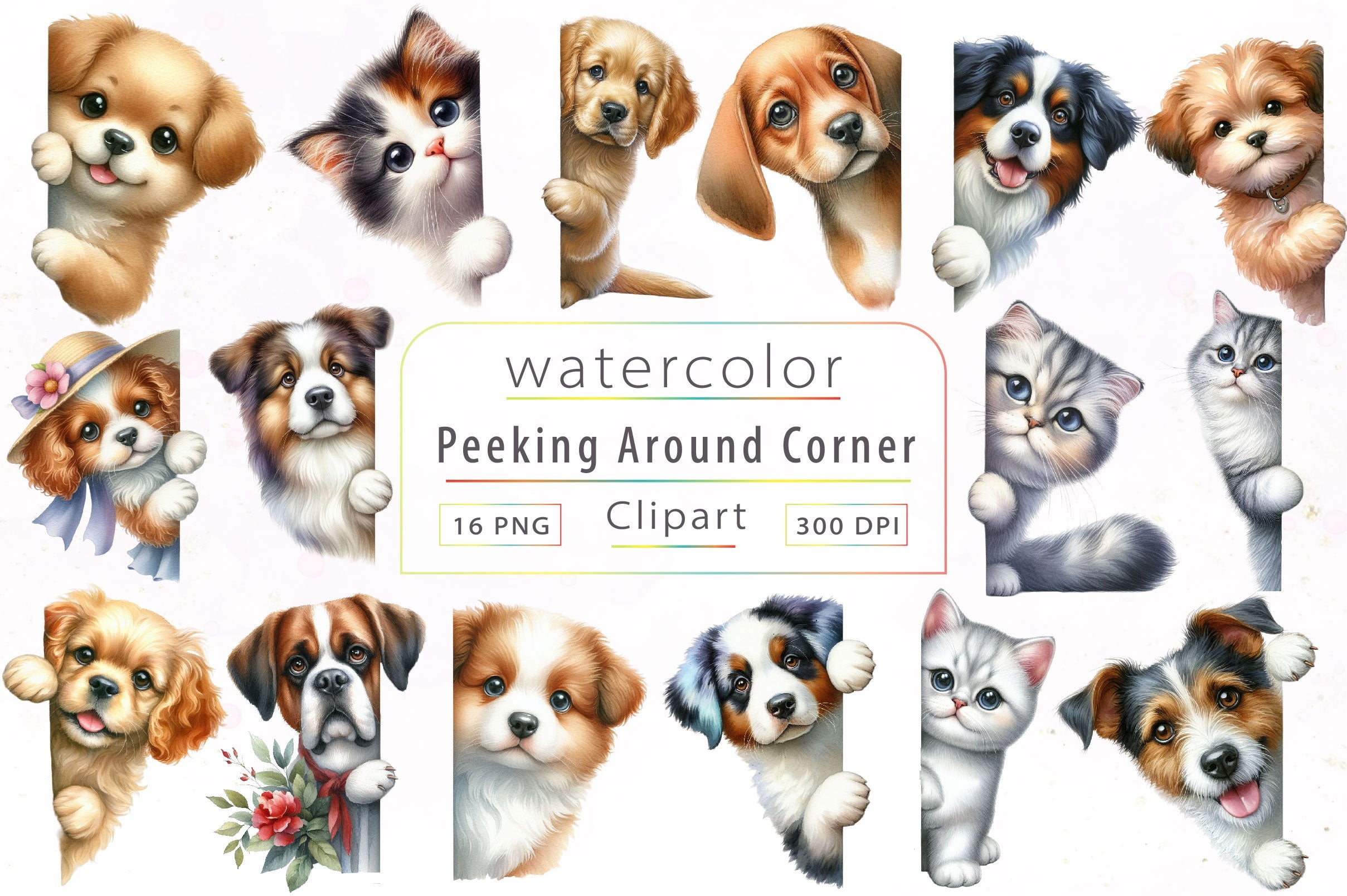 Animals Peeking Around Corner Clipart Bundle 3 - CraftNest - Digital Crafting and Art