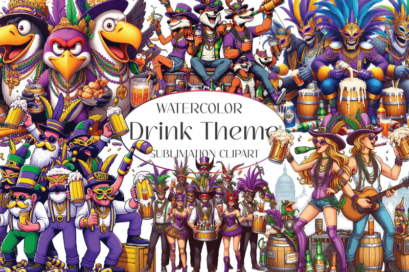Mardi Gras Drink Theme Clipart Bundle - CraftNest - Digital Crafting and Art