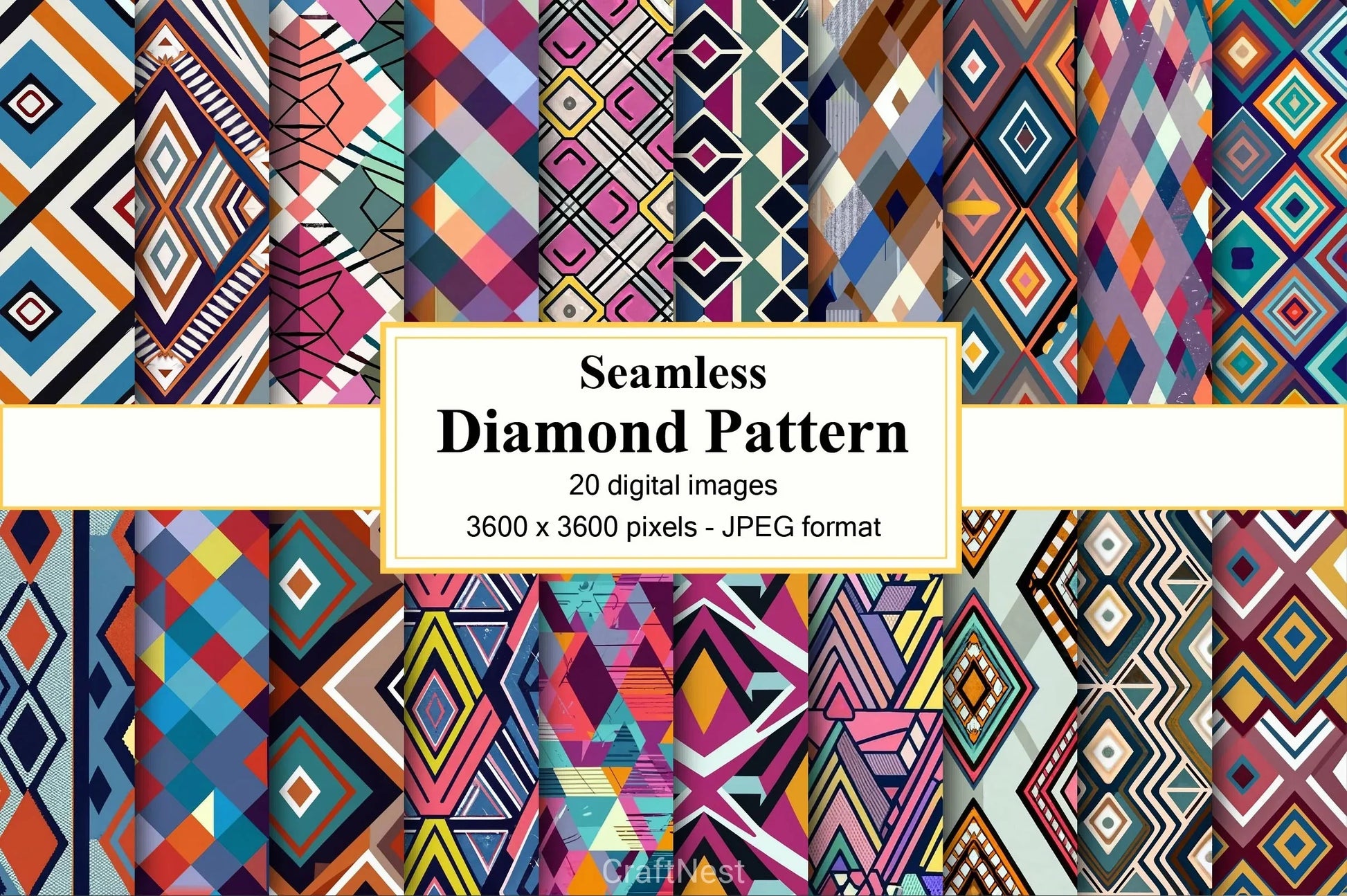 Diamond Seamless Digital Pattern - CraftNest - Digital Crafting and Art