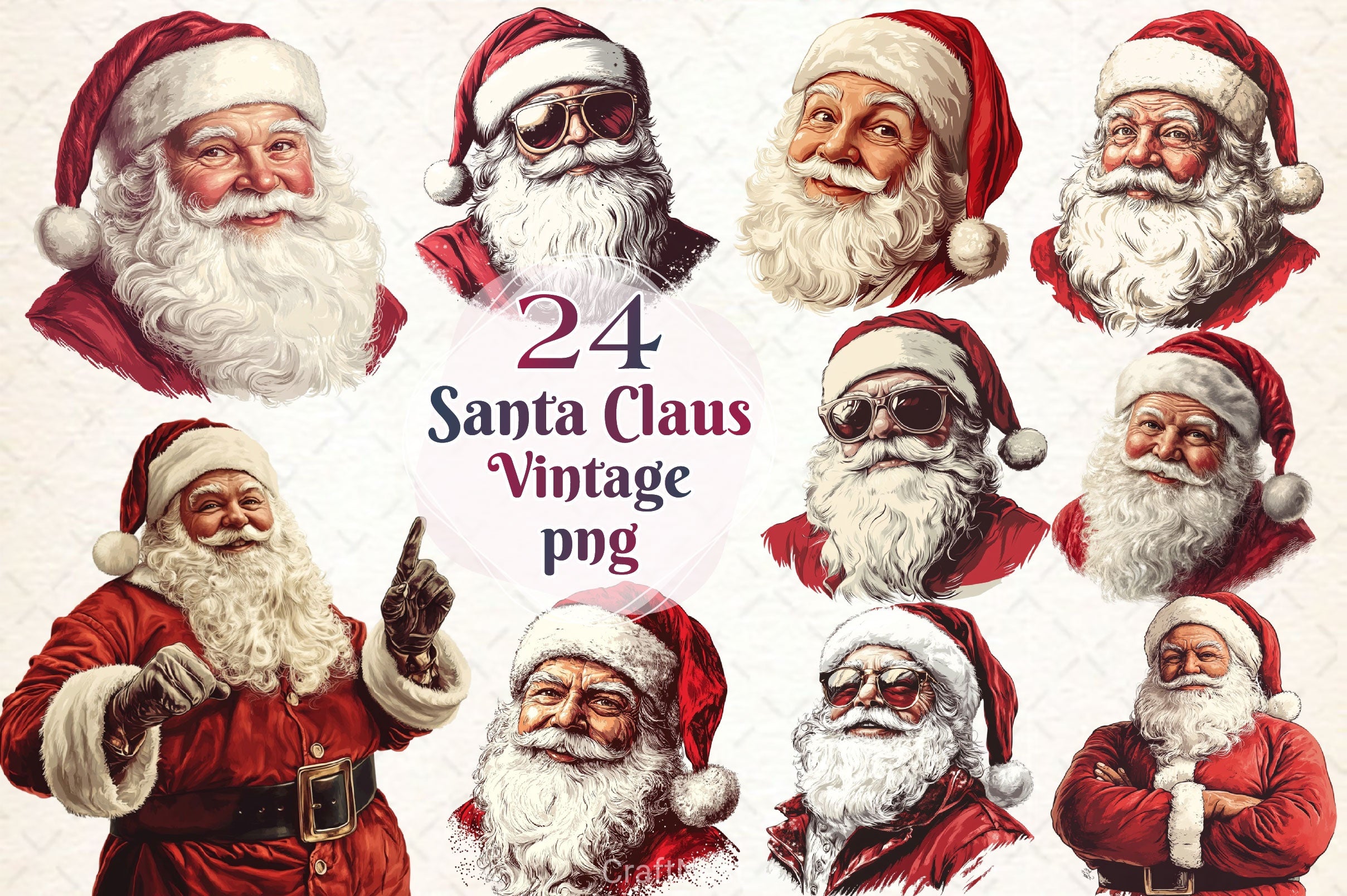 Vintage Santa Claus Christmas Clipart Bundle - CraftNest - Digital Crafting and Art