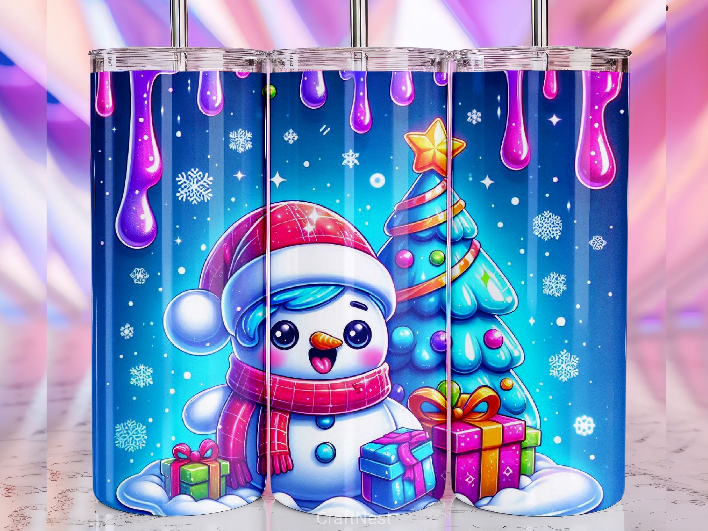 Cute Christmas Snowman Tumbler Wrap Bundle 9 - CraftNest - Digital Crafting and Art