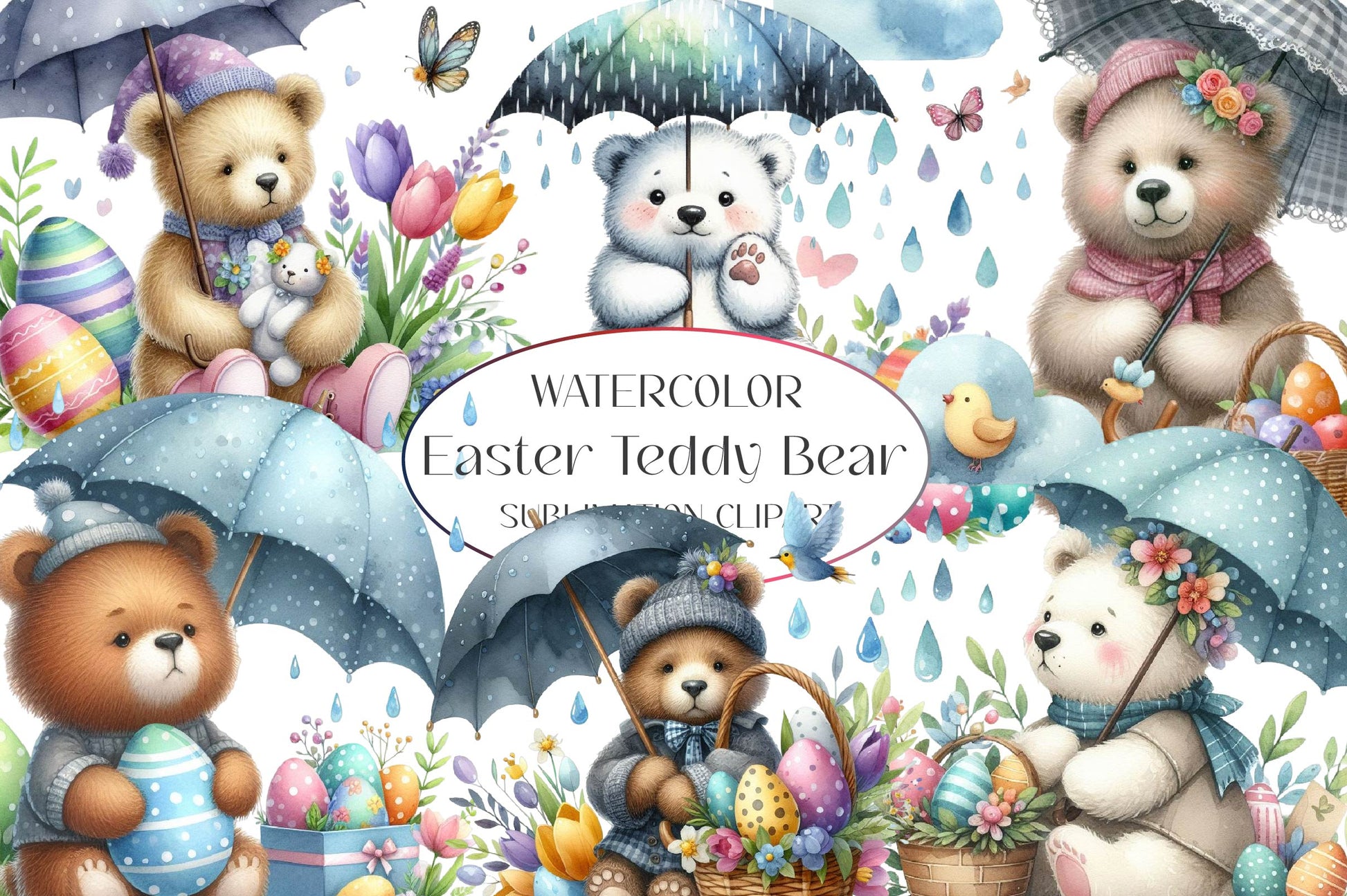 Easter Teddy Bear Clipart Bundle 1 - CraftNest - Digital Crafting and Art