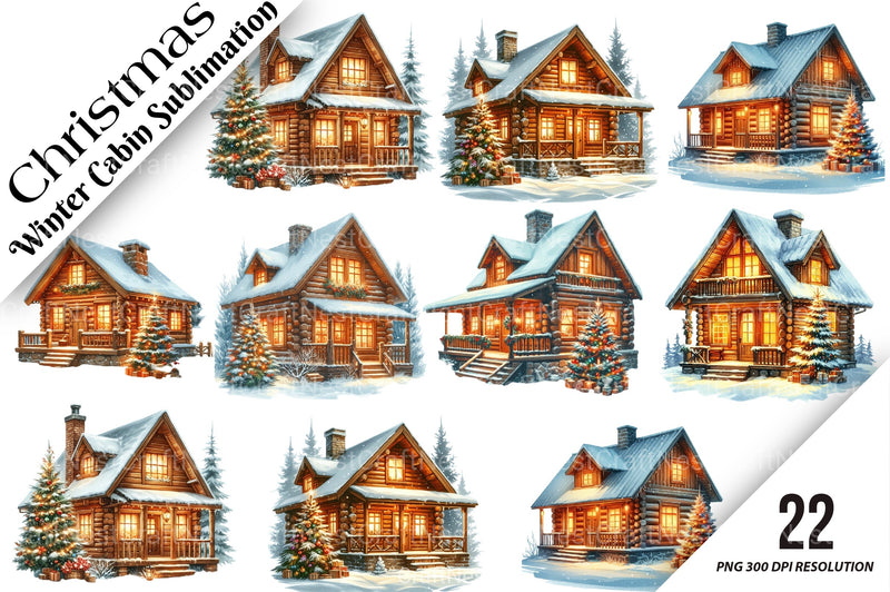 Christmas Winter Cabin Clipart Bundle - CraftNest - Digital Crafting and Art
