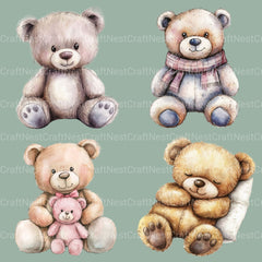 Teddy Bears 2 Clipart Bundle - CraftNest - Digital Crafting and Art