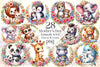 Animals With Floral Wreath Mother's Day Clipart Bundle