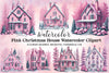Pink Christmas House Clipart Bundle