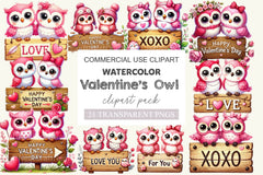Valentine Couple Owl Clipart Bundle - CraftNest - Digital Crafting and Art