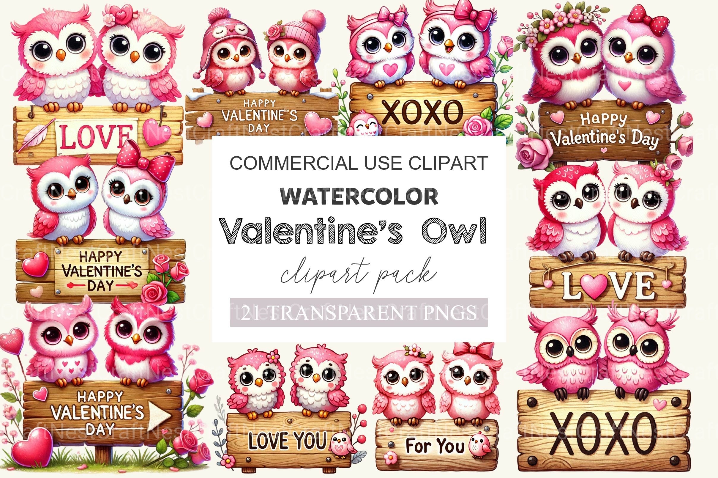 Valentine Couple Owl Clipart Bundle - CraftNest - Digital Crafting and Art