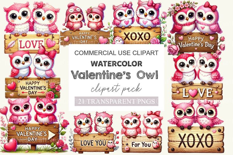 Valentine Couple Owl Clipart Bundle - CraftNest - Digital Crafting and Art