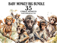 Baby Monkey Clipart - CraftNest