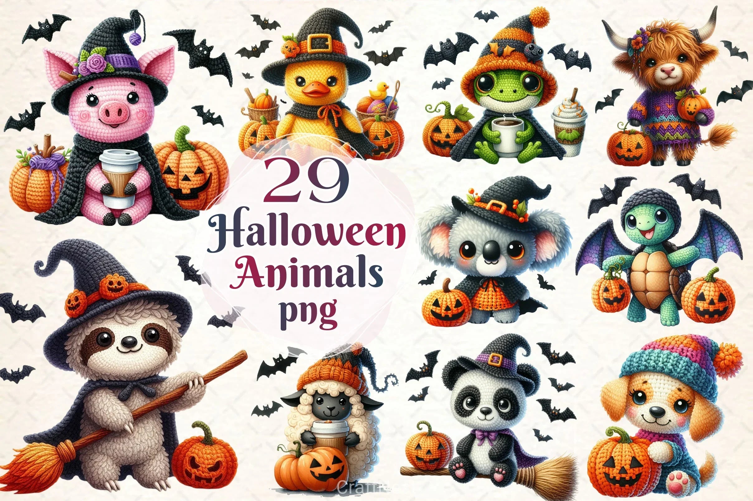Halloween Cute Animals Clipart Bundle - CraftNest - Digital Crafting and Art