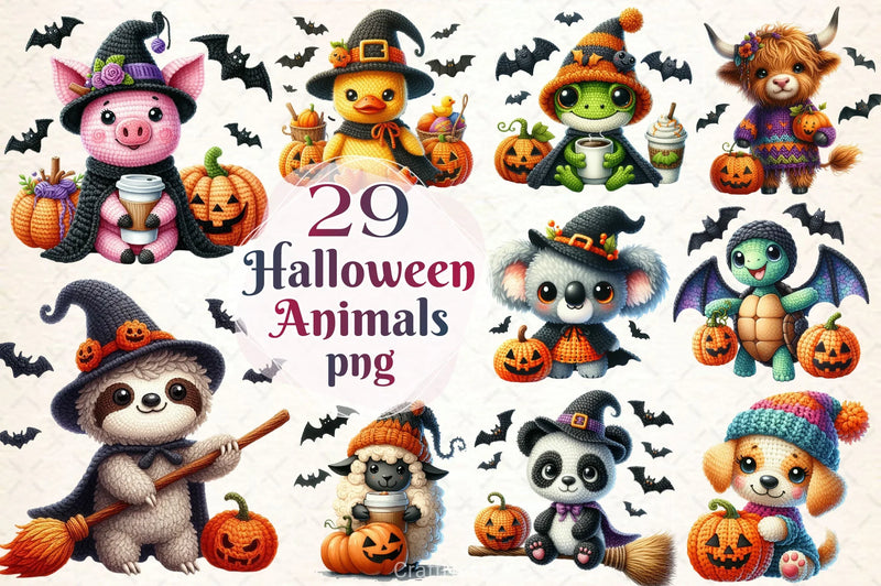 Halloween Cute Animals Clipart Bundle - CraftNest - Digital Crafting and Art