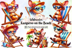 Cute Kangaroo Beach Clipart Bundle - CraftNest - Digital Crafting and Art