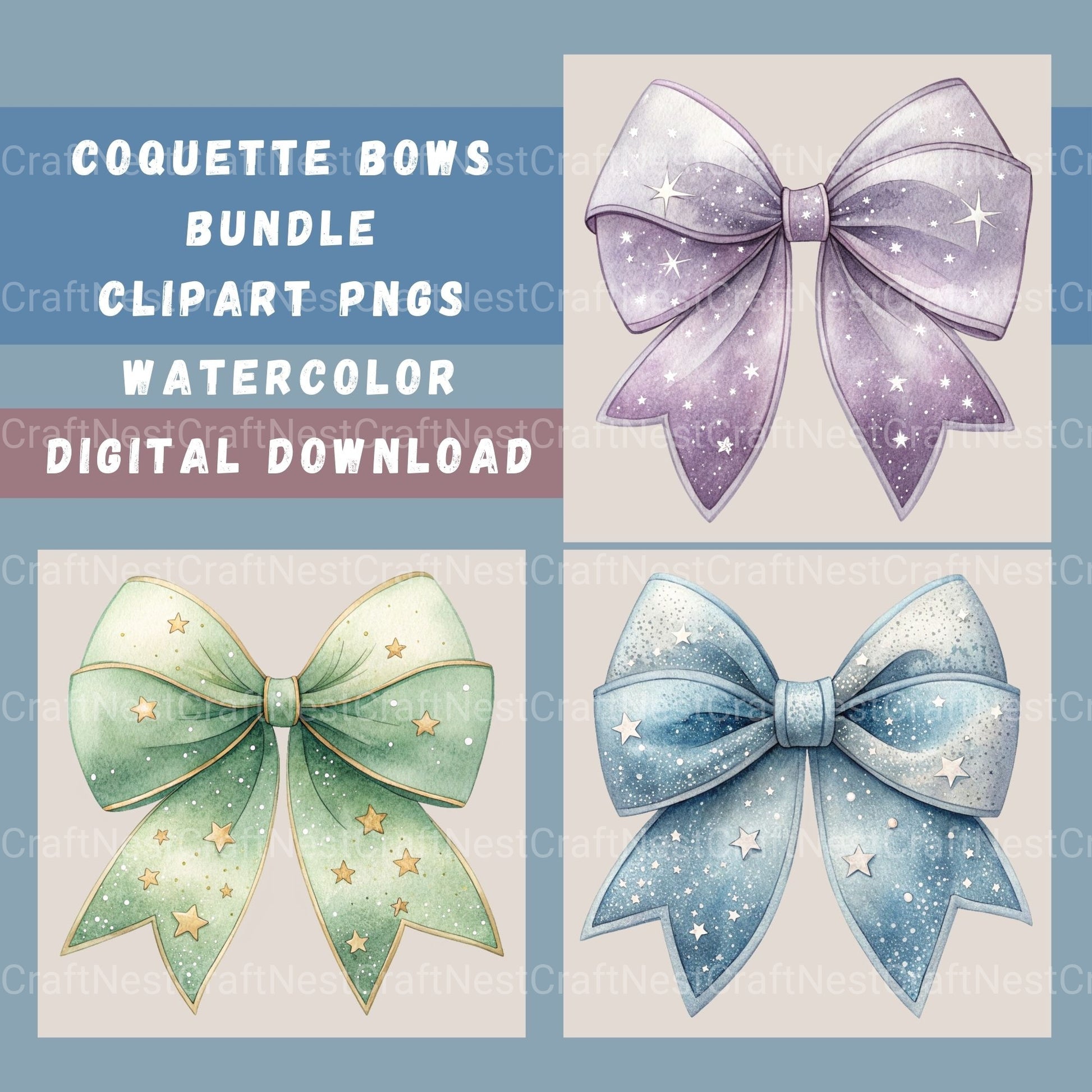 Coquette Bows Clipart Bundle - CraftNest - Digital Crafting and Art