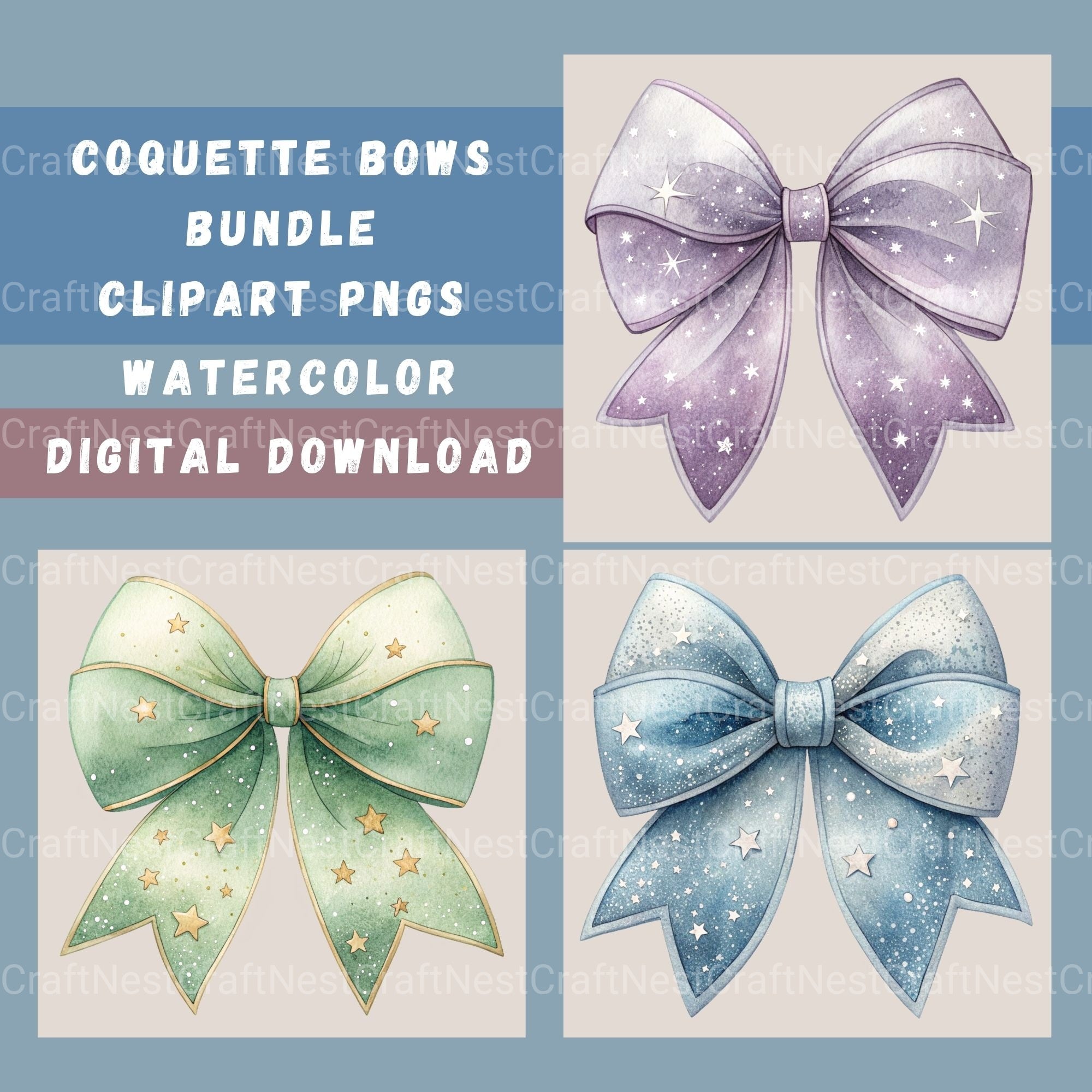 Coquette Bows Clipart Bundle - CraftNest - Digital Crafting and Art