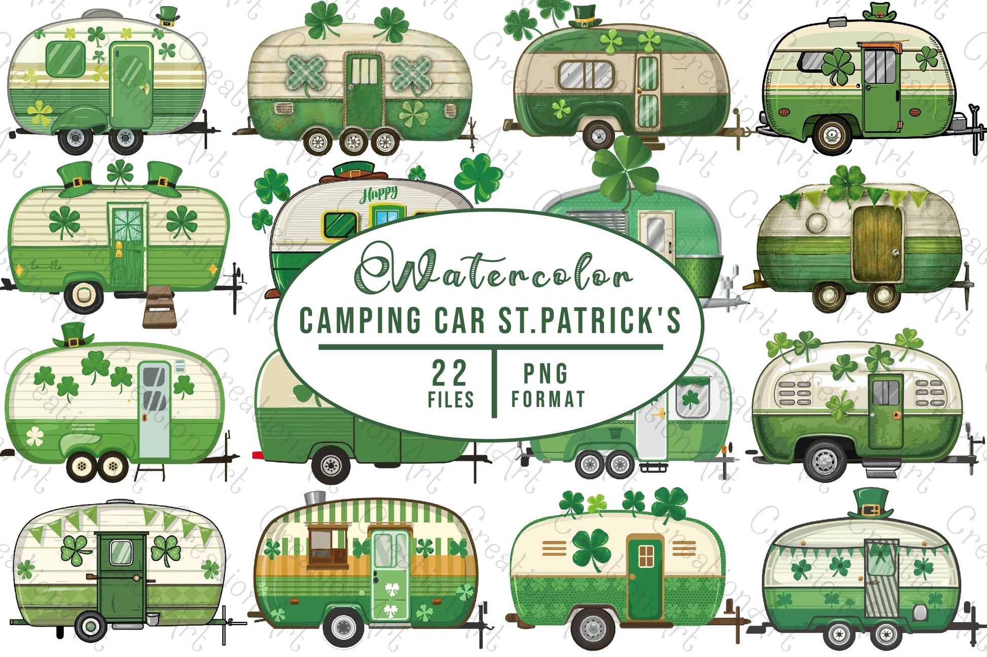 Camping Car St Patricks Day Clipart Bundle - CraftNest - Digital Crafting and Art
