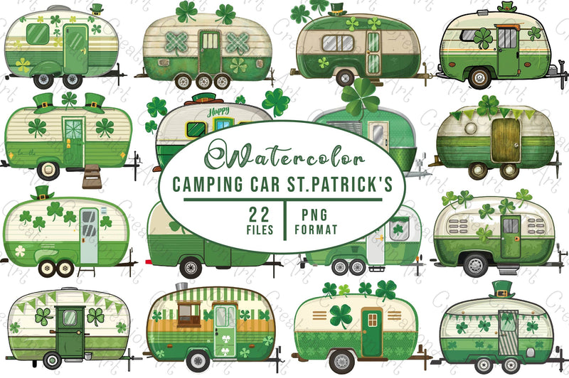 Camping Car St Patricks Day Clipart Bundle - CraftNest - Digital Crafting and Art