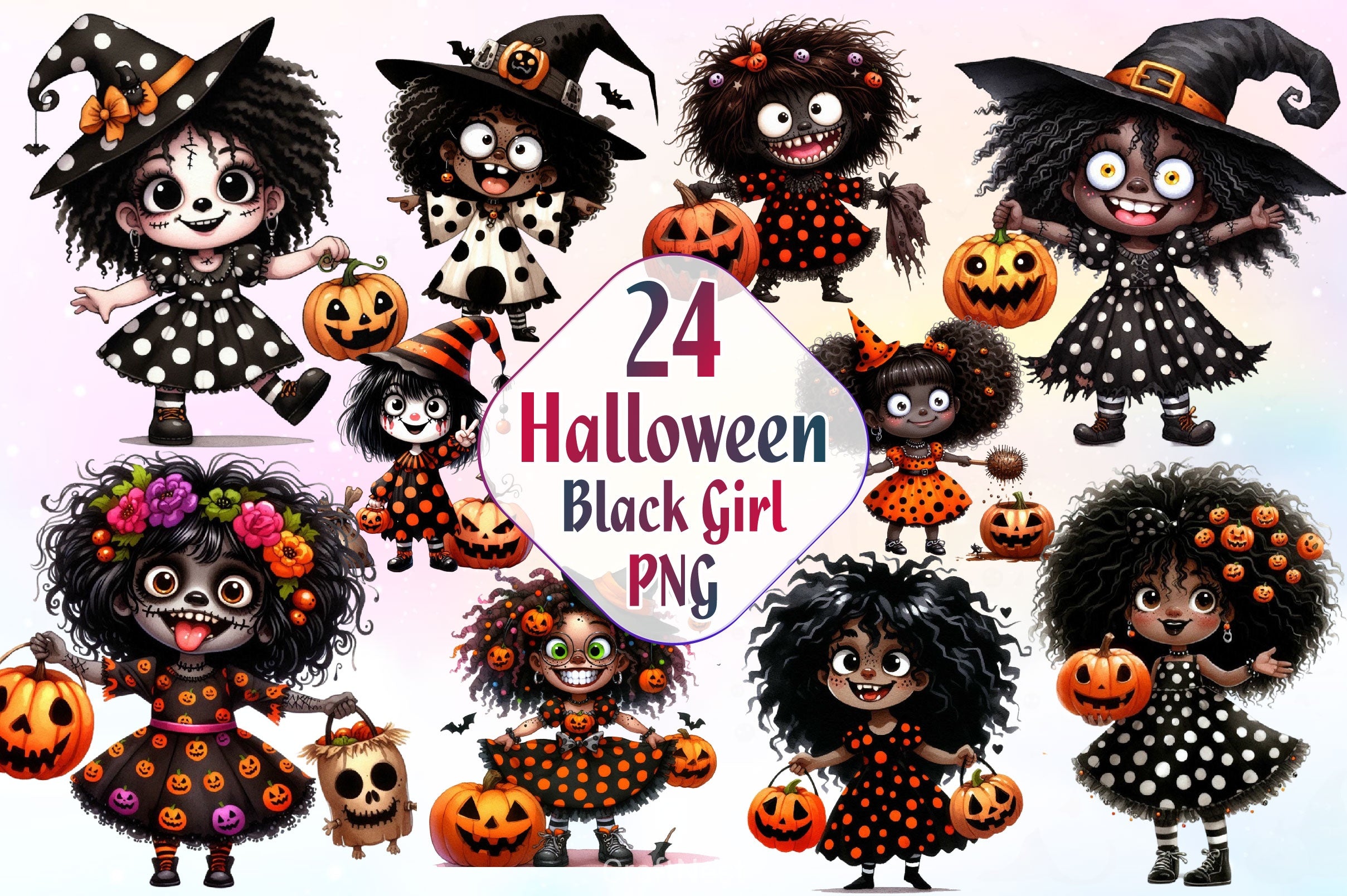 Black Girl Halloween Clipart Bundle 2 - CraftNest - Digital Crafting and Art
