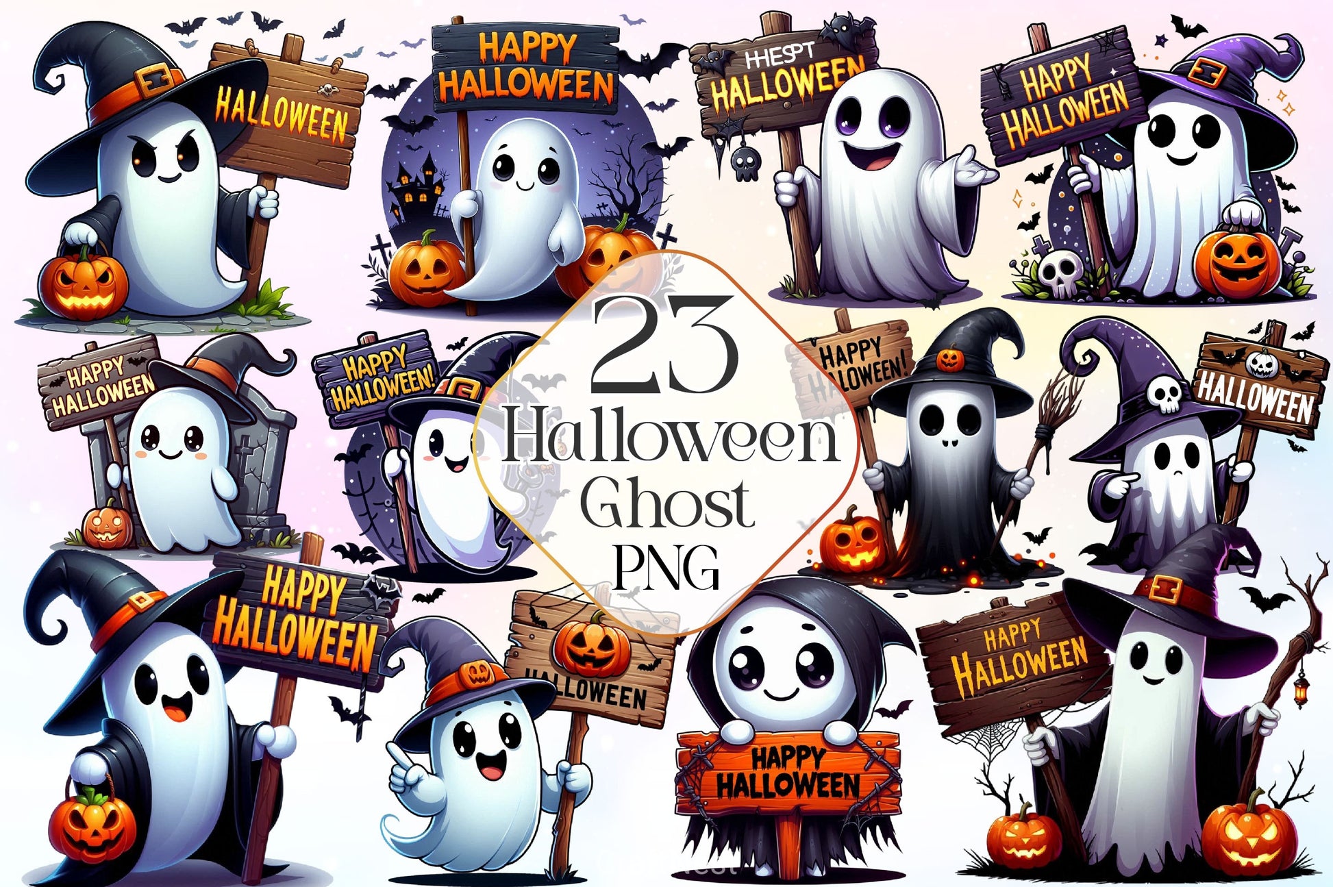 Funny Halloween Ghost Clipart Bundle 4 - CraftNest - Digital Crafting and Art