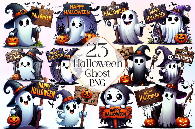 Funny Halloween Ghost Clipart Bundle 4 - CraftNest - Digital Crafting and Art