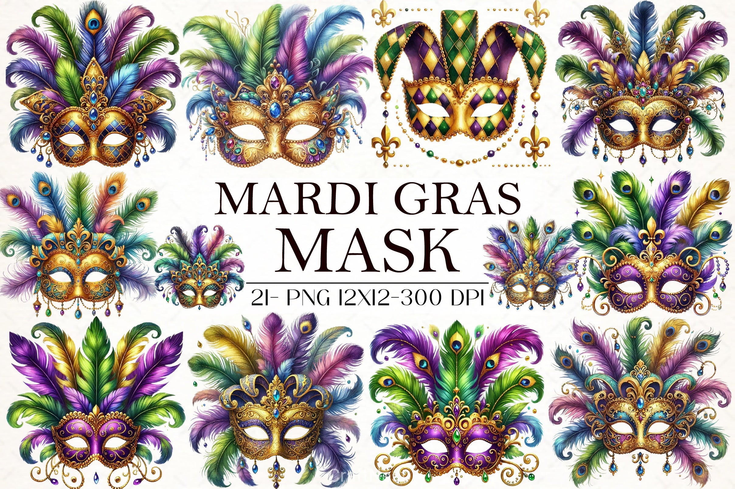 Mardi Gras Mask Clipart Bundle 5 - CraftNest - Digital Crafting and Art