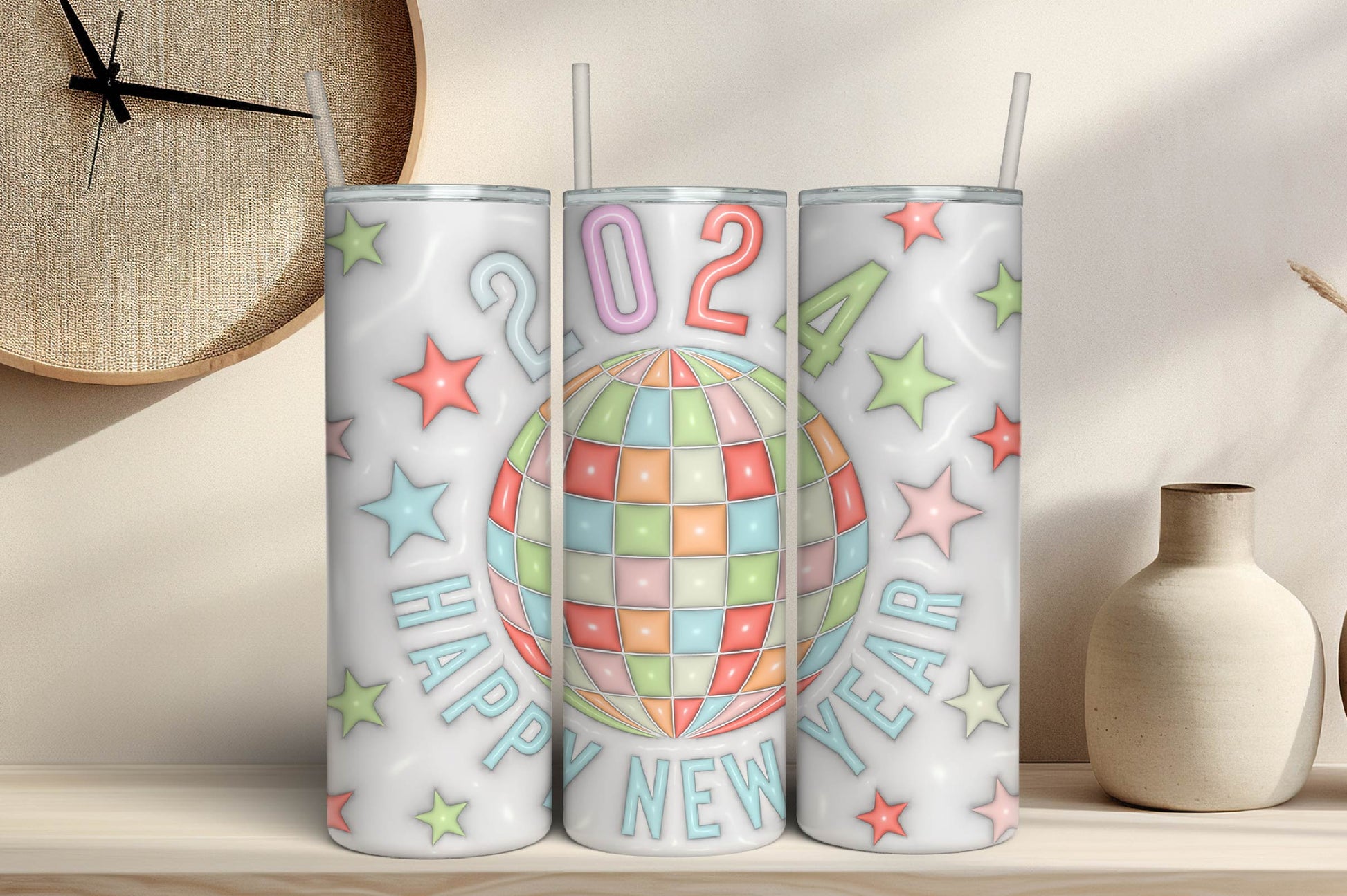 3D Inflated New Year Tumbler Bundle 3 - CraftNest - Digital Crafting and Art