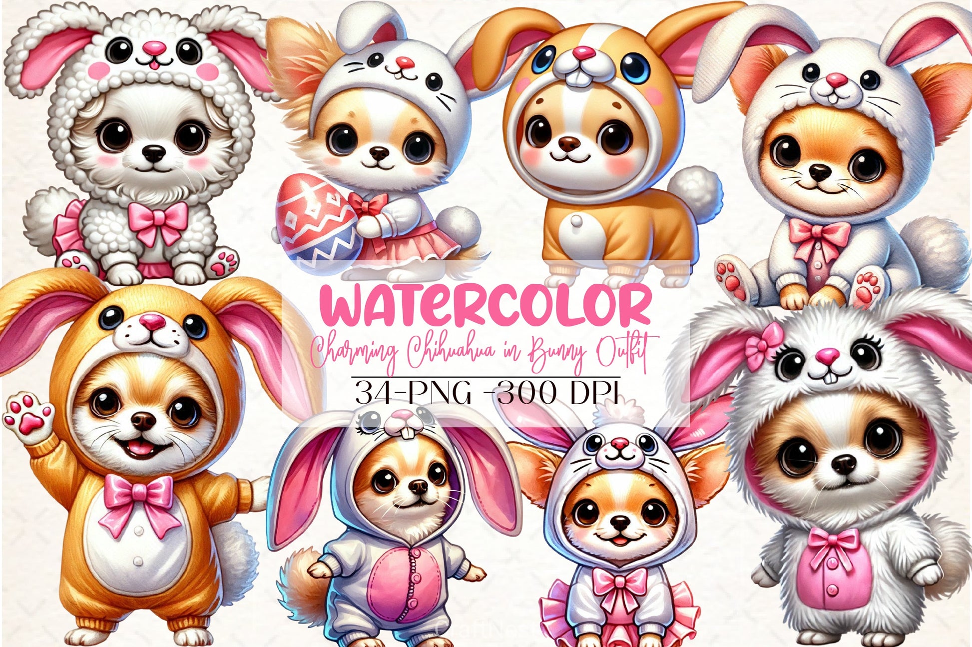 Chihuahua Bunny Outfit Clipart Bundle - CraftNest - Digital Crafting and Art