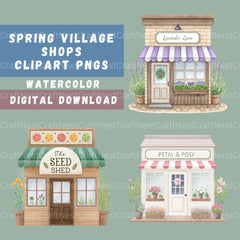 Village Shops Spring Clipart Bundle - CraftNest - Digital Crafting and Art