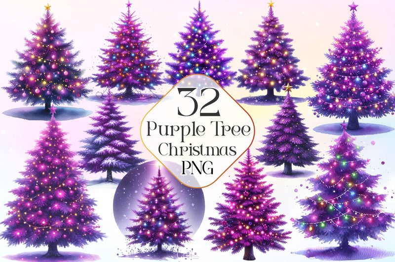 Purple Christmas Tree Clipart Bundle 2 - CraftNest - Digital Crafting and Art