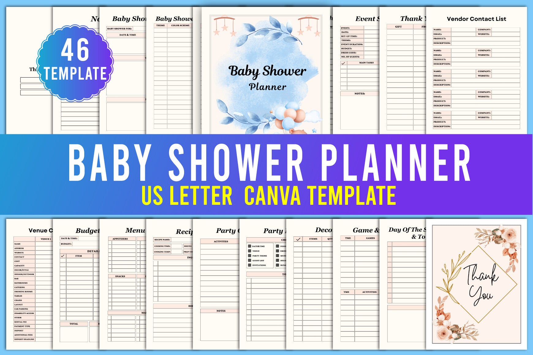 Editable Baby Shower Planner