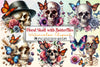 Floral Skull & Butterflies Clipart Bundle