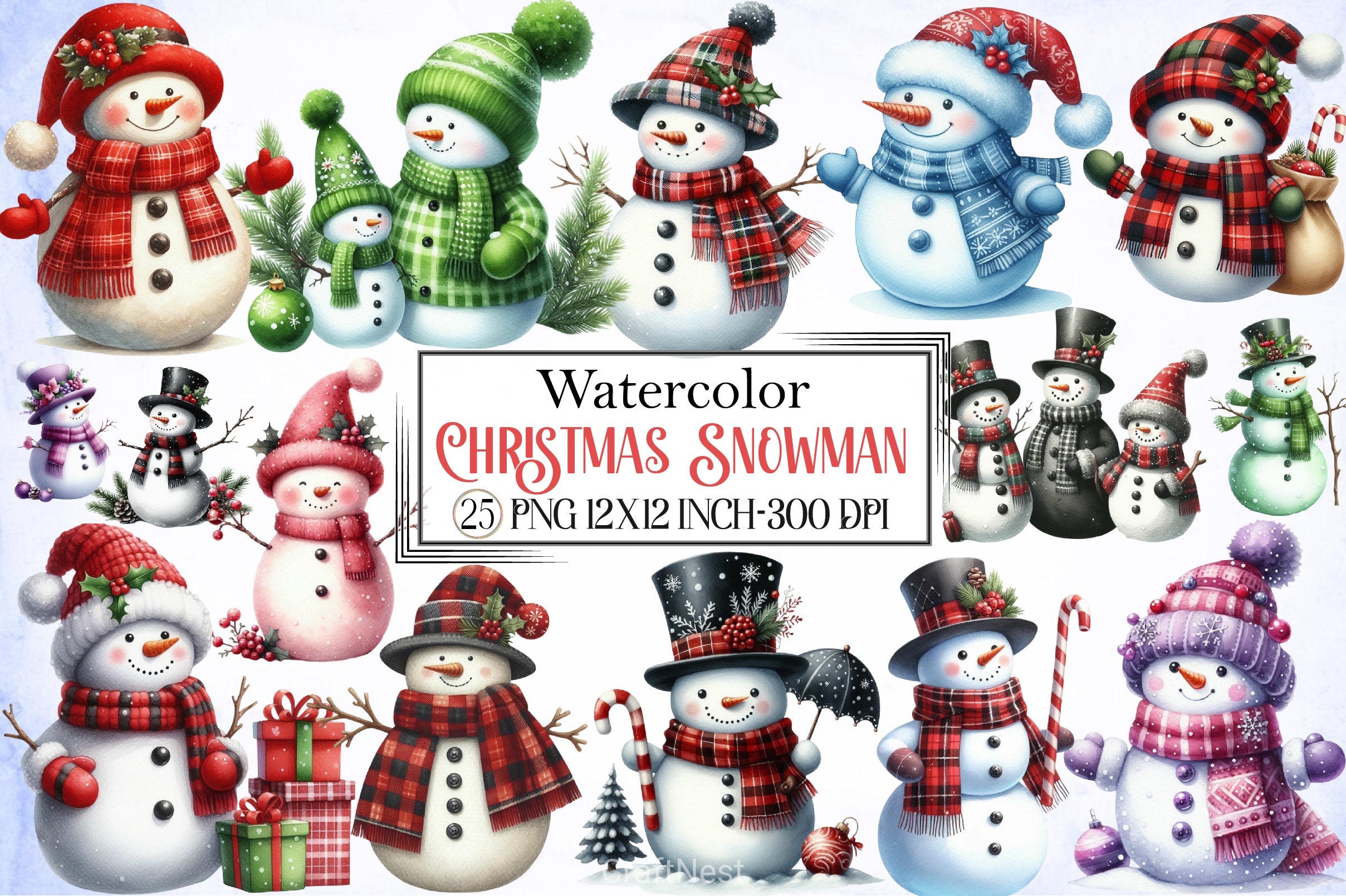 Christmas Snowman Clipart Bundle 13 - CraftNest - Digital Crafting and Art