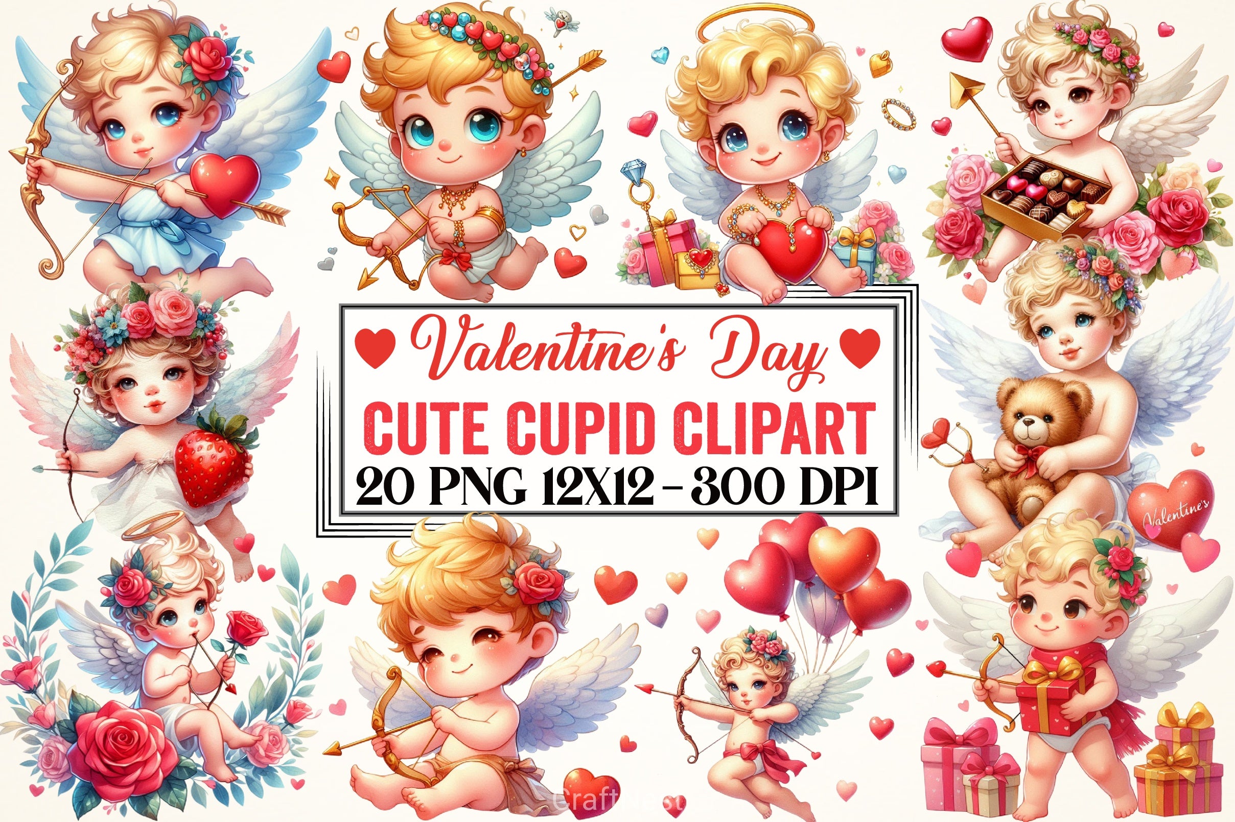 Valentine Cupid Clipart Bundle - CraftNest - Digital Crafting and Art