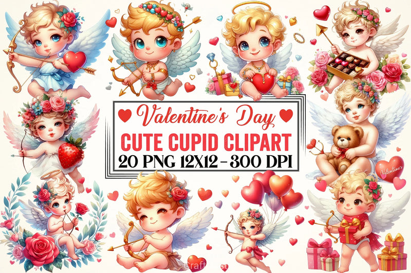Valentine Cupid Clipart Bundle - CraftNest - Digital Crafting and Art