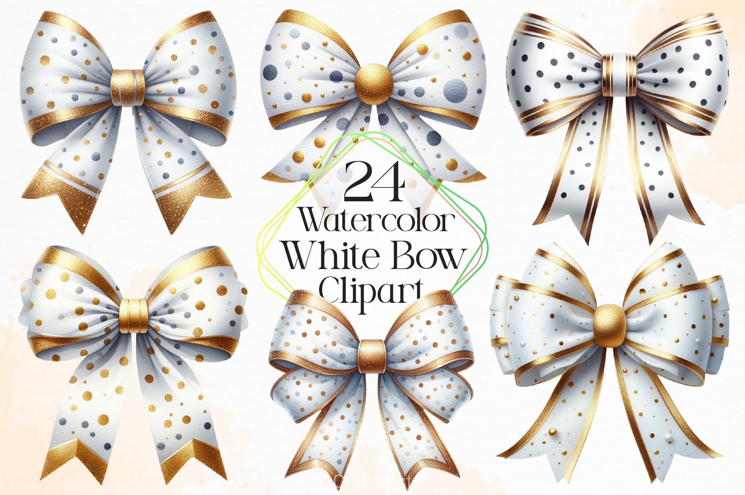 White Bow Clipart Bundle - CraftNest - Digital Crafting and Art