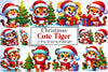 Cute Christmas Tiger Clipart Bundle