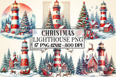 Lighthouse Christmas Clipart Bundle - CraftNest - Digital Crafting and Art